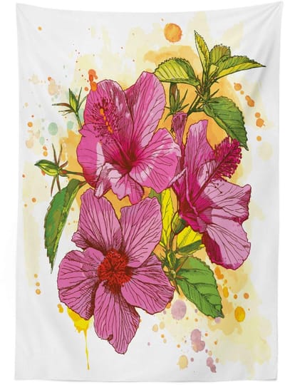 ABAKUHAUS Tafelkleed Hibiskus – 140x170 cm – Polyester Satin