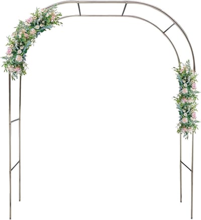 Rozenboog Tuin - Metalen boog - Decoratieve entree - Roestvrij staal - 240 cm breed - Zilver