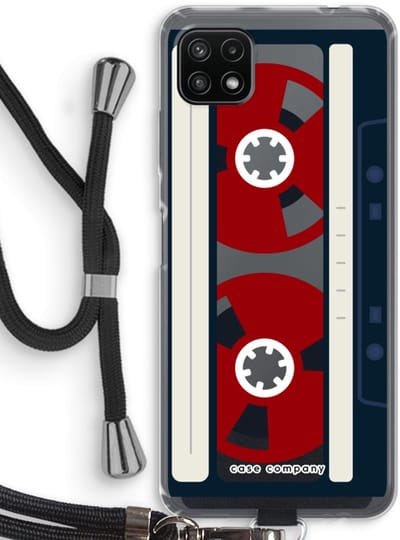 Case Company® - Hoesje met koord geschikt voor Samsung Galaxy A22 5G hoesje met Koord - Here's your tape - Telefoonhoesje met Zwart Koord - Bescherming aan alle Kanten en Over de Schermrand
