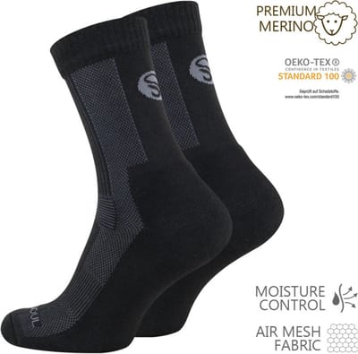 Stark Soul trekking/outdoorsokken met Merinowol  unisex. kleur: Zwart Maat: 35/38