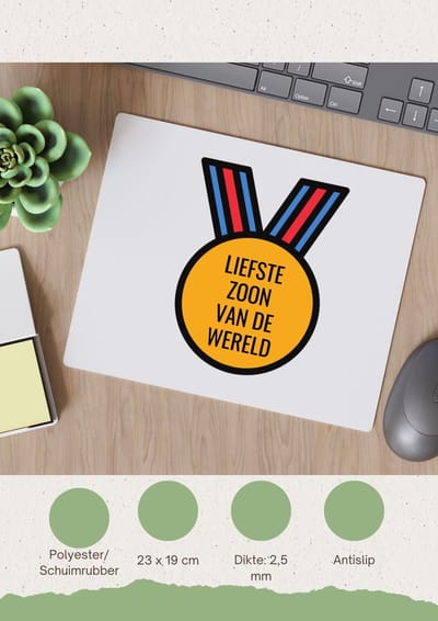Akyol - liefste zoon van de wereld Muismat - Zoon - de liefste zoon - verjaardagscadeau - verjaardag - cadeau - cadeautje voor zoon - zoon artikelen - kado - geschenk - gift - 23 bij 19 cm