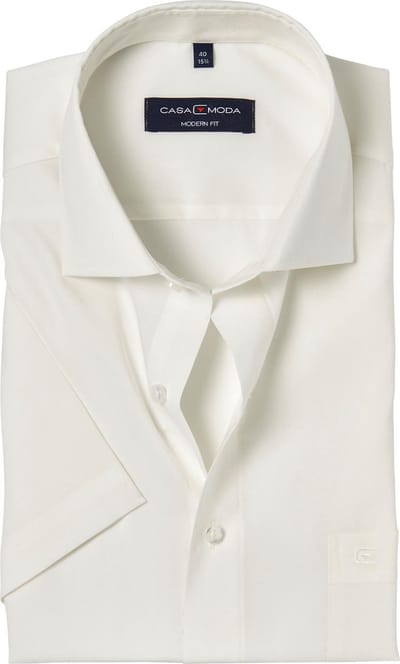 CASA MODA modern fit overhemd - korte mouw - beige / off-white - Strijkvriendelijk - Boordmaat: 39 (EU maat: M)
