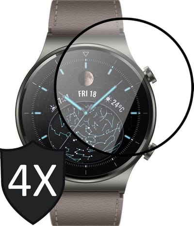 Screenprotector geschikt voor Huawei Watch GT 2 Pro - Full Screen Protector - 4 Stuks