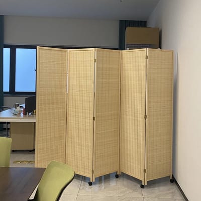Bamboe Room Divider - Opvouwbare Partitie - Ruimte Afscheiden - Op Wielen - 40x180cm - Natuurlijk