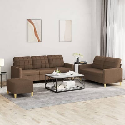 vidaXL - 4-delige - Loungeset - met - kussens - stof - bruin