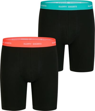 Happy Shorts Heren Boxershorts Met Lange Pijpen Boxer Briefs 2-Pack Zwart - Maat M
