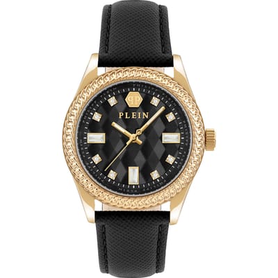Philipp Plein Queen PWCDA0224 Horloge - Leer - Zwart - Ø 38 mm