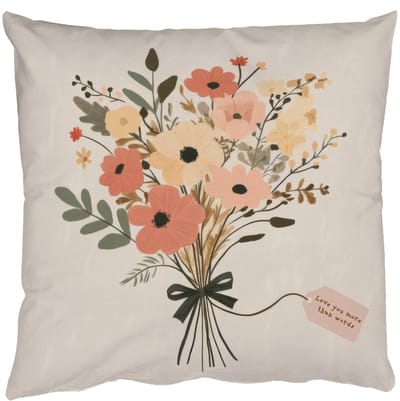 Sierkussens - Kussentjes Woonkamer - 50x50 cm - Bloemen - Quote - Beige - Lint
