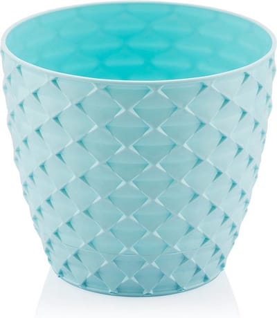 2x Bloempot KAPADOKYA turkoois met drainage 5L UV-bescherming in- & outdoor