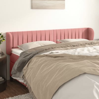 vidaXL - Hoofdbord - met - randen - 163x23x78/88 - cm - fluweel - roze