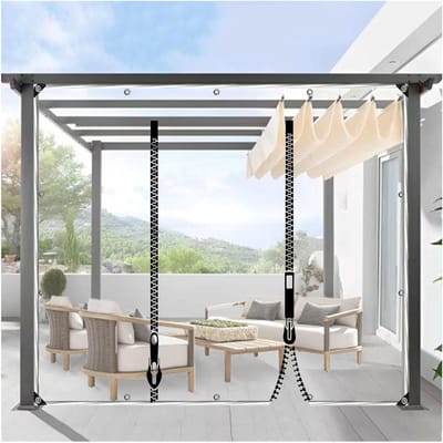 Transparante Zeildoek Panelen - Buiten Gordijnen Dekzeil - Terras Afschermen - Met Ritsen En Oogjes - 3x2.2m - Transparant