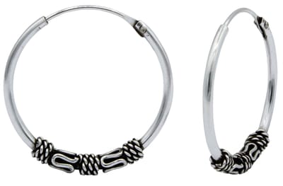 Joy|S - Zilveren Bali oorbellen - 20 mm oorringen - geoxideerd