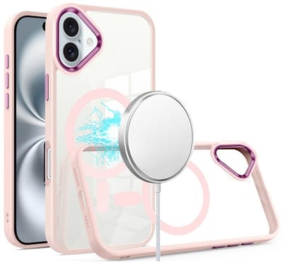 Hybrid Transparant TPU Hoesje - Camera Surround Case - Compatibel met MagSafe Geschikt voor: Apple iPhone 16 - roze