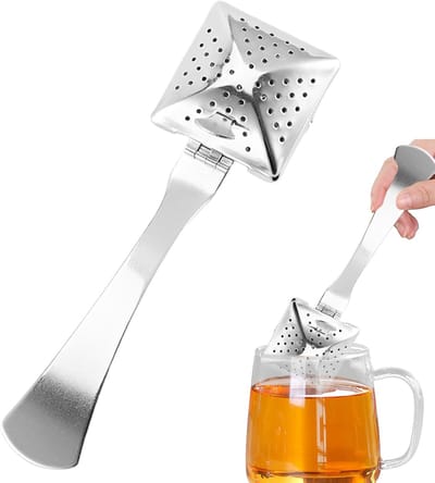 VHV - Theezeefje - Thee-ei - Theefilter - RVS - 2 stuks - Fijnmazig - Creatief design - Voor losse thee - Voor kop en mok - Vierkant ontwerp - Zilver