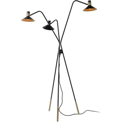 Lucide Vloerlamp Pepijn - Zwart Mat Goud - 3xe14 - 165x85,5cm
