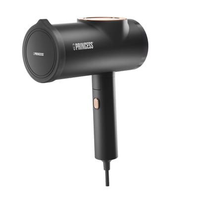 Princess 332890 - Kledingstomer - Handstomer - Stoomreiniger - 2 in 1 - Met pluizenverwijderaar - Opzetborstel - Voor kleding, meubels en gordijnen - 1300 W - Zwart