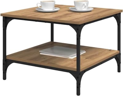 Salontafel - Koffietafel Drinktafel - Woonkamer Meubel - Industriële Uitstraling - 55x55x40 cm - Artisan Eiken