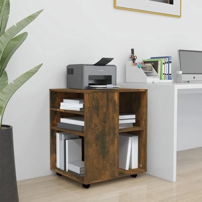 Opbergkast Rolbaar - Archiefkast Mobiel - Bureau Organisatie - Afsluitbare Wielen - 60x53x72 cm - Gerookt eiken