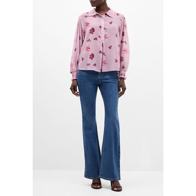 French Connection Ella Rose Georgette Long Sleeve Top Sweetpea Multi Maat: XS | Blouses Outlet | Dames | Roze