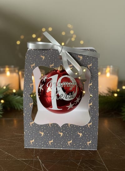 Kerstbal Gepersonaliseerd Baby - Mijn Eerste Kerst - 6cm Glas - Met Naam - Rood