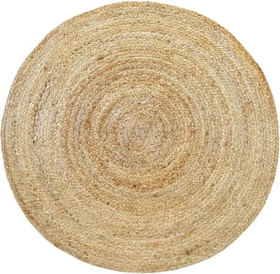 Thijox - HAMID Alhambra Ronde Jute Vloerkleed 100x100cm, Handgeweven Natuurlijk Tapijt voor Woonkamer, Slaapkamer, Eetkamer, Gang, Ingang - 100% Jute