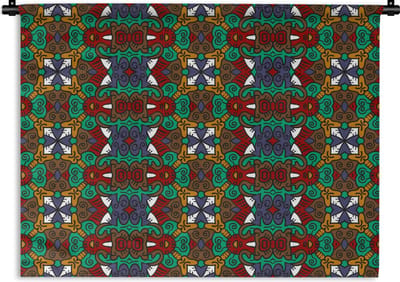 Wandkleed - Wanddoek - Afrika - Patronen - Abstract - Groen - 120x90 cm - Wandtapijt