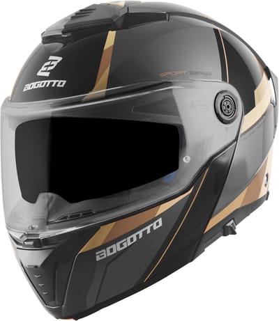 Bogotto FF404 Ezion Zwart Bruin Systeemhelm - Helm