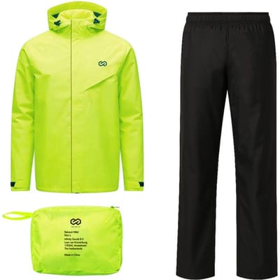 Infinity Goods Regenpak Nikki - Dames & Heren - Maat M - Waterdicht & Ademend - Reflecterend - Fluo Geel