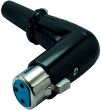 XLR 3-pins (v) haakse connector met rubberen trekontlasting / zwart