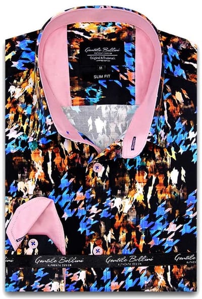 Overhemden Heren Lange Mouwen - Slim Fit Overhemd Heren - Arafat Shawl Motive Satijn - Overhemd Heren Volwassenen - Zwart