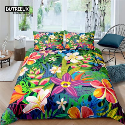 Home Living Luxe Bloemenprint 2/3-delige Zachte Dekbedovertrek Set Kussensloop Queen en King Size Kinderbeddengoedset EU/US/AU Maat EU single(135x200cm) yellow