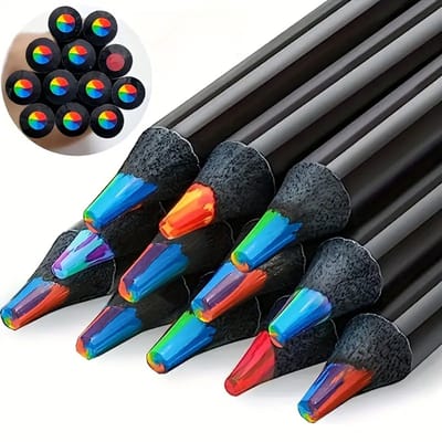 DW4Trading Regenboog Kleurpotloden & Tekenpotloden Set van 12 Stuks - Grafiet met Zachte Kern