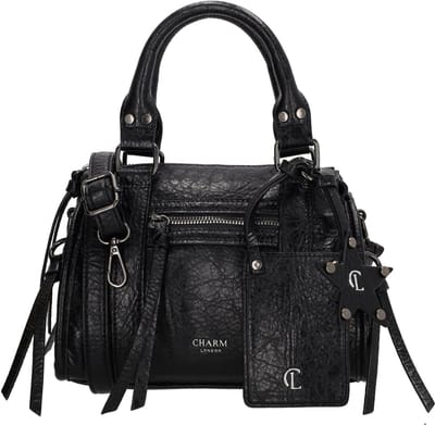 Charm London Berlin Handtas - Voorvak - Schouderband - Pasjesetui - Bagcharm - Dames - Zonder Achtervak - Schoudertas - Crossbody - Tasje - Zwart