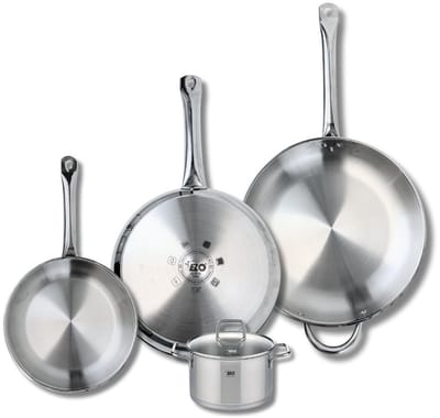 Set van 3 Koekenpannen 24, 28 en 32 cm en 1 braadpan 14 cm Elo Profi Citrin