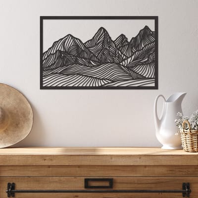 Wanddecoratie Bergen Lijnen - Muurdecoratie Bergen Natuur - Muurdecoratie Hout - Wanddecoratie Hout - Muurdecoratie Woonkamer - Wanddecoratie Woonkamer - Wanddecoratie Industrieel - Wanddecoratie Dieren - Home Decor - Wall Line Art - 46.5 x 29 cm
