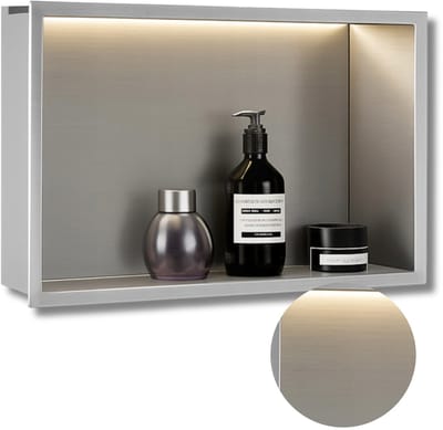 Rea Led - Badkamer Inbouwnis - Geborsteld Staal - 10X45X30Cm