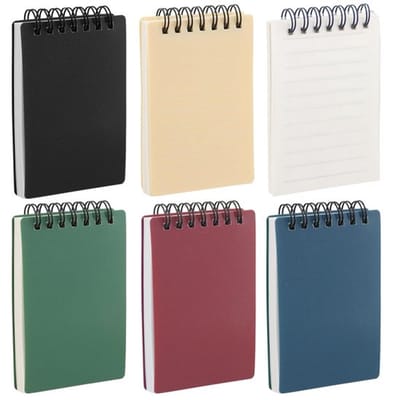 Spiraal-notitieblokken, retro mini-notitieblokken, A7, 6 stuks x 80 vellen, waterdicht notitieblok, pocket notitieboek met gelinieerd, schrijfblok, rekenblok, schilderblok, tekenblok voor memo's