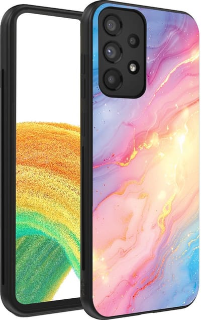 Smartphonica Telefoonhoesje Geschikt voor Samsung Galaxy A33 5G met Regenboog Glitter Marmer Opdruk - TPU Backcover Case Rainbow Glitter Marble Design geschikt voor Samsung Galaxy A33 5G