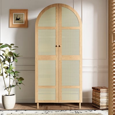 Kledingkast - Modern - Gebogen Deuren - Veel Opbergruimte - Met Kleerhanger en Lades - Geschikt voor Slaapkamer en Ingang