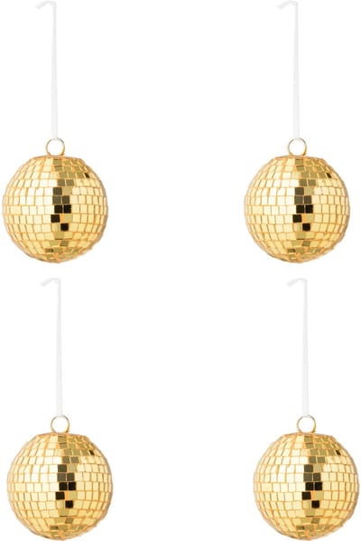 J-Line kerstbal Spiegel - glas - geel - small - doos van 4