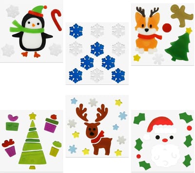 Dailygoods- Raamstickers Kerst - 6 Stuks - Dikke Gel Clings - Schattige Pompoenen/Heksen/Vleermuizen - TPR Materiaal - Decoratie voor Kinderen - Vensterstickers
