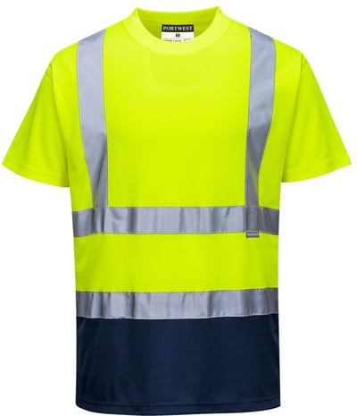 Portwest Tweekleuren T-shirt S378 - Geel/Marine - S