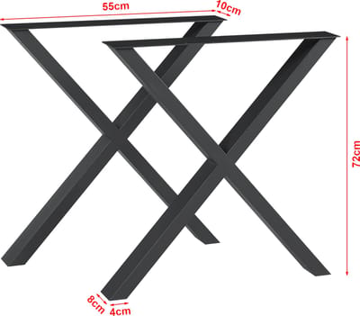 Stalen onderstel Maribo set van 2 tafelpoot 72x55 cm zwart [en.casa]