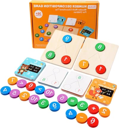 Wiskunde Spel - Tel Spel - Leren Rekenen - Houten Leeronderdelen - 23 cm - Multicolor