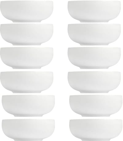 Vessia Kommetjes / serveer schaaltjes Poitiers - 12x - porselein - 18 x 7 cm - wit - Stapelbaar - 1200 ml - soepkommen - schalen - keuken