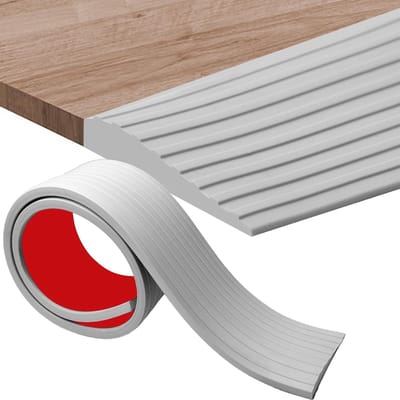 Drempelhulp –Drempelhulp Rubber – Zelfklevende rubberen oprit – 5 cm breed – 1 cm hoog – Op maat te snijden – Geschikt voor rolstoelen, kinderwagens en scootmobielen –200cm lang – Grijs