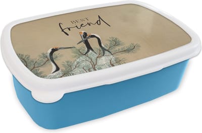 Broodtrommel Blauw - Lunchbox - Brooddoos - Best friend - Quotes - Spreuken - Vriendschap - Beste vrienden - 18x12x6 cm - Kinderen - Jongen