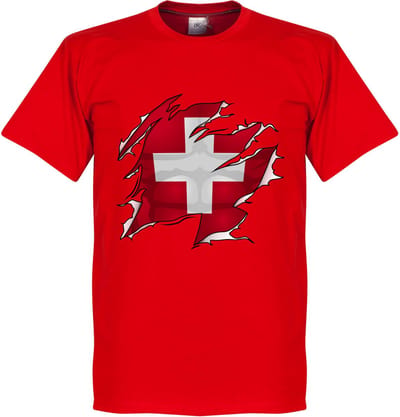 Zwitserland Ripped Flag T-Shirt - Rood - XL