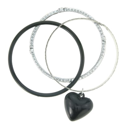 Behave - Armbanden set hart hanger - Zilverkleur zwart - Boho stijl