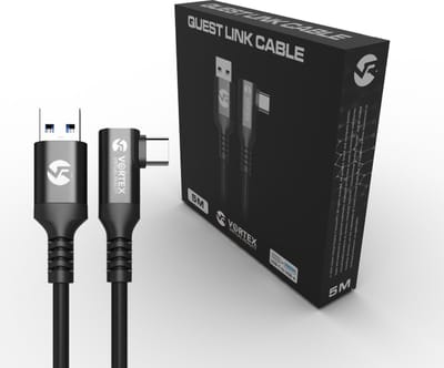 VORTEX VR 5m USB-A naar USB-C-kabel voor Meta Quest Link – Snelle gegevensoverdracht van 5 Gbps voor Quest 3S, Quest 3, Quest 2 en Oculus Quest 1